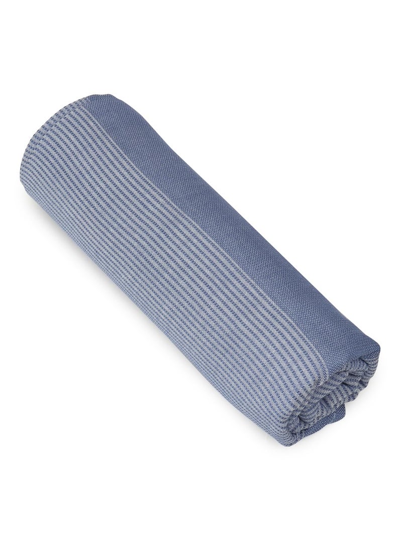 ZAHYA 100 Pure Bamboo Bath Towel Large Size 66x33 inches High Absorbency Quick Dry Pin Stripe Denim Blue - Image 5