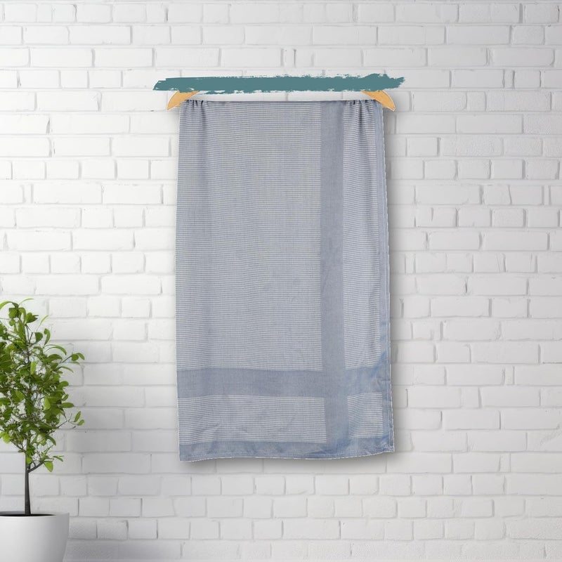 ZAHYA 100 Pure Bamboo Bath Towel Large Size 66x33 inches High Absorbency Quick Dry Pin Stripe Denim Blue - Image 1