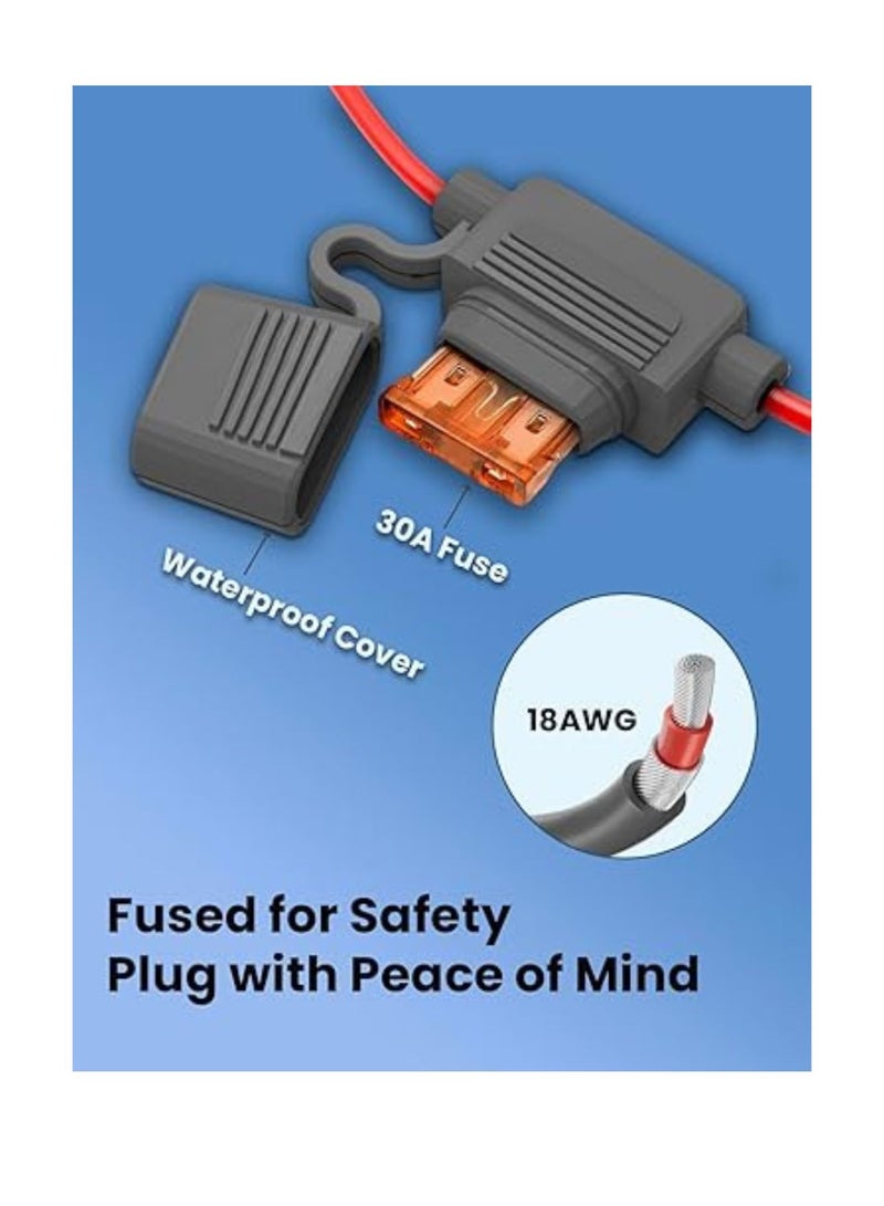 Terabyte Mini O Ring to DC Connecters Extension Cable, 18AWG Mini Direct Battery Power Cable with ATC/ATO Fuse Holder, Weatherproof, Perfect for Off-Road - Image 2