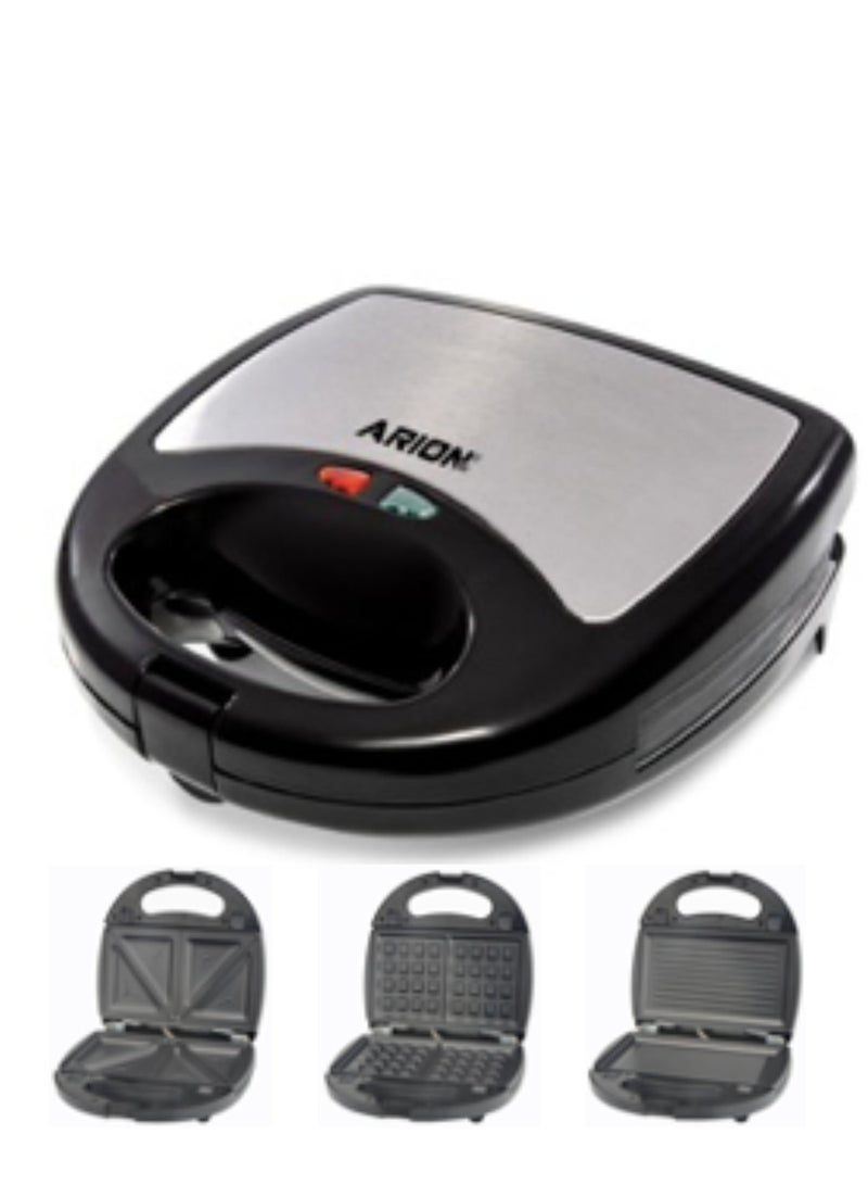 أريون اريون صانعة الساندوتشات الذكية الخفيفة متعدد الوظائف 3 في 1 | أطباق ساندويتش، وافل، وشواء | 1000 واط غير لاصق - Image 3