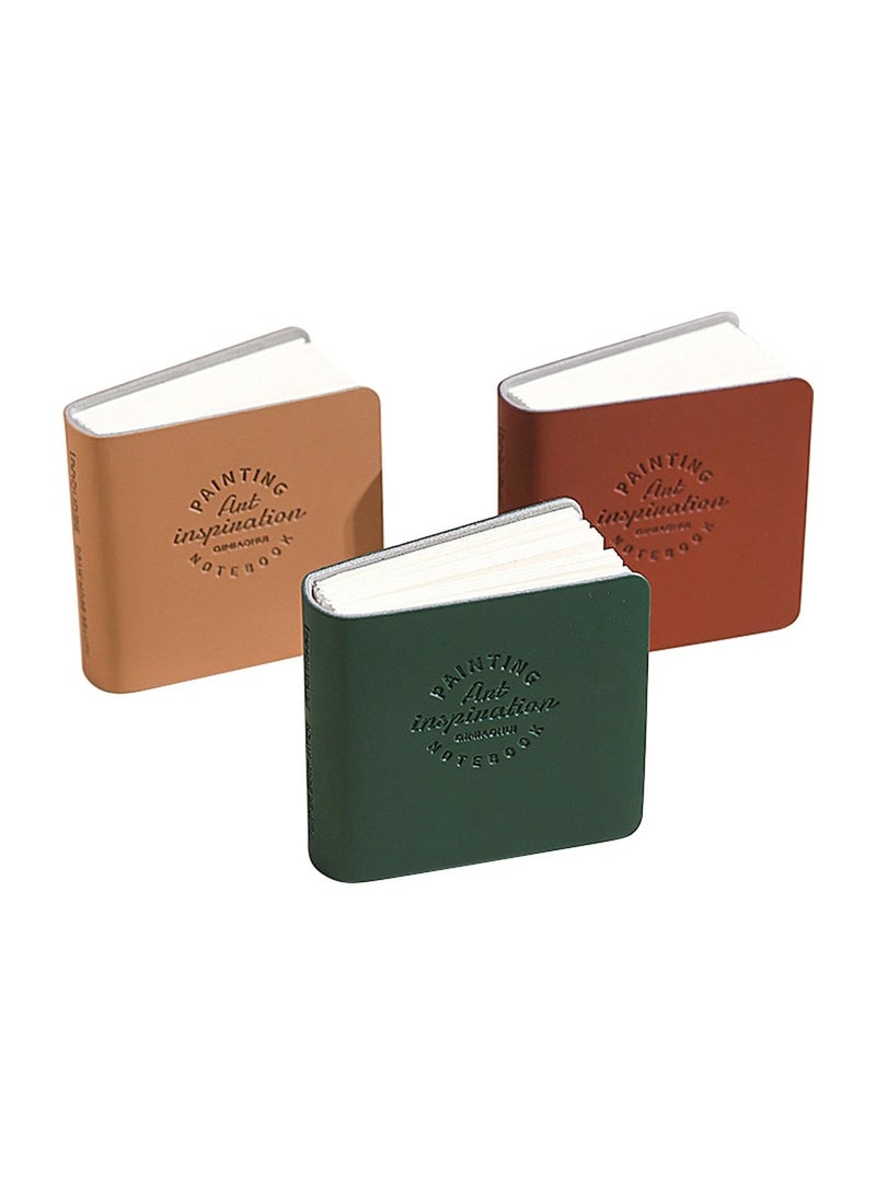 SYOSI Watercolor Sketchbook Set ，Charcoal Sketchbook，3 Pieces with 300 GSM Cotton Paper, Portable Pocket Notebook for Artists, 48 Pages Each, Small Art Journal with Handmade Leather Cover(2x2 Inch) - Image 1