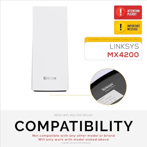 BRAINWAVZ Wall Mount for Linksys MX4200 Mesh WiFi 6 (AX4200) Router, Easy to Install Holder Bracket, Reduce Interference & Clutter, Adhesive & Screw-in Mounting - Image 2