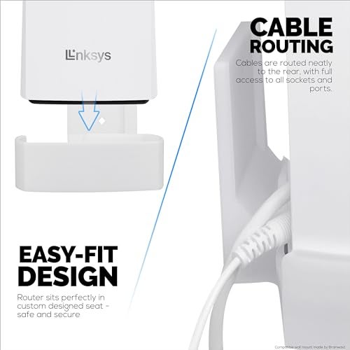 BRAINWAVZ Wall Mount for Linksys MX4200 Mesh WiFi 6 (AX4200) Router, Easy to Install Holder Bracket, Reduce Interference & Clutter, Adhesive & Screw-in Mounting - Image 5