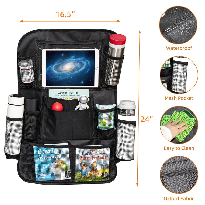 SLIPEXSAFE 2 Pack Car Organizer Backseat, Car Back Seat Organizer Protector with 12 Storage Pockets, Waterproof Back of Seat Car Storage Organizer Kick Mats for Kids Baby - Image 3