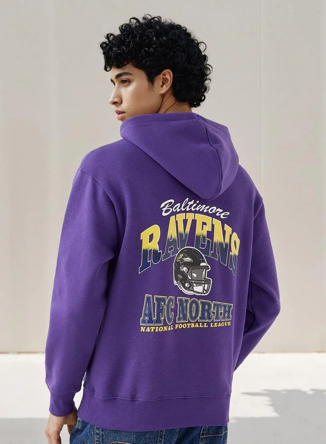 SP Characters  Men Oversized Baltimore Ravens Print Hoodie for Men | Best Price UAE