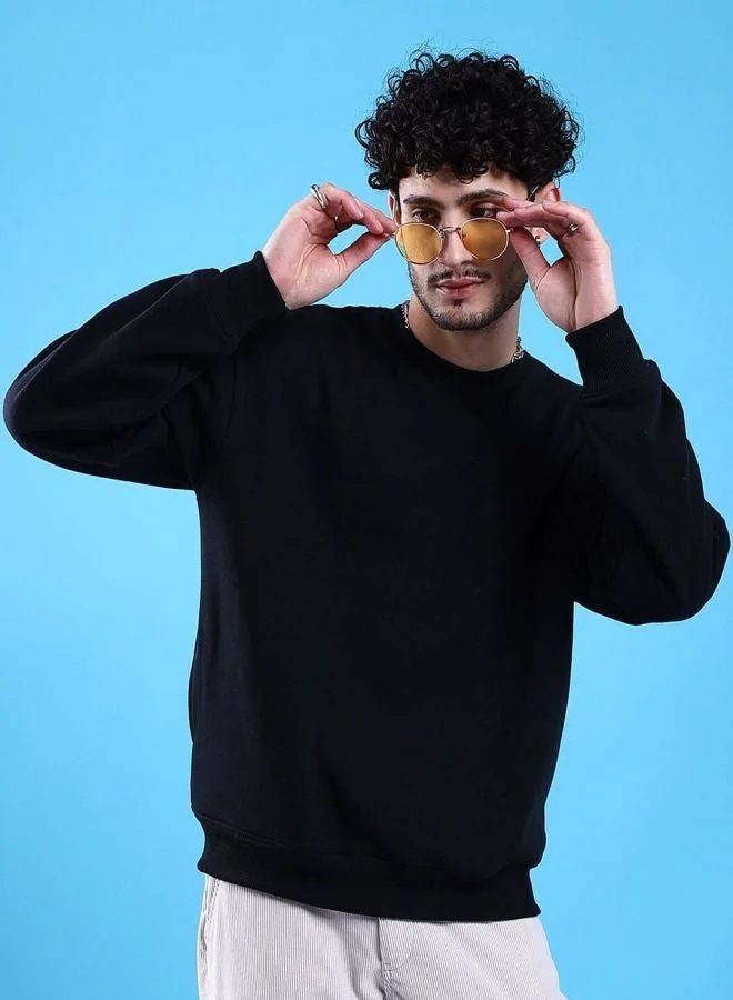 The Indian Garage Co  The Indian Garage Co Men Oversized Fit Solid Crew Neck Full Sleeves Sweatshirt  | Best Price UAE