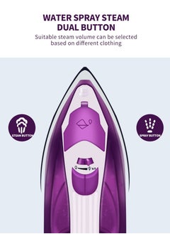 Electric iron-Electric Steam Iron Box IBS 1500W Teflon Sole Plate,5 Temp Settings, Overheat Protection,360° Swivel Cord,Variable Steam Control (Purple) - pzsku/ZCC86BB687008E0B2E23AZ/45/_/1682601220/eda7d1c4-a546-40fe-b55a-5ea851115bf0