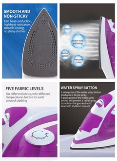 Electric iron-Electric Steam Iron Box IBS 1500W Teflon Sole Plate,5 Temp Settings, Overheat Protection,360° Swivel Cord,Variable Steam Control (Purple) - pzsku/ZCC86BB687008E0B2E23AZ/45/_/1682601221/7c8f3d41-3a87-45f3-bb04-1a8ebd73ddbc