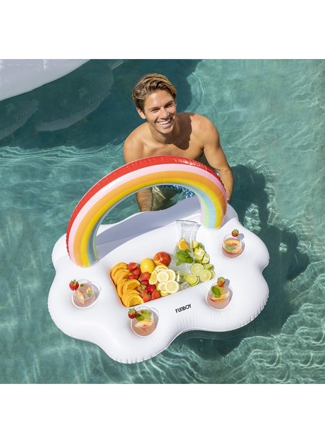 Giant Inflatable Rainbow Cloud Drink Holder, Luxury Floating Bar Accessory for Pool Parties and Entertainment, Floating Drink Holder