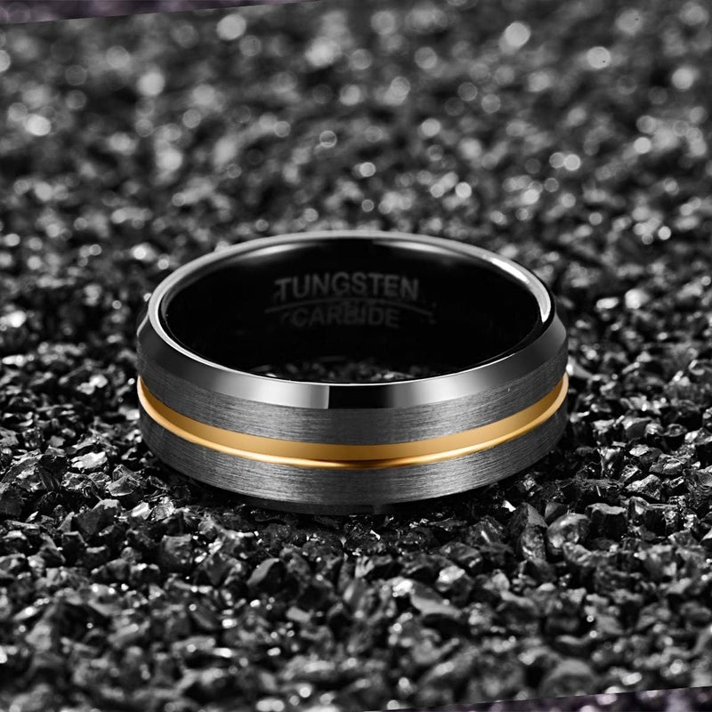 NUNCAD Tungsten Ring for Men Women Wedding Bands 4/6/8/10mm Width Multicolor Available Groove Beveled Edges Engraved I Love You Size 4 to 17 - Image 4