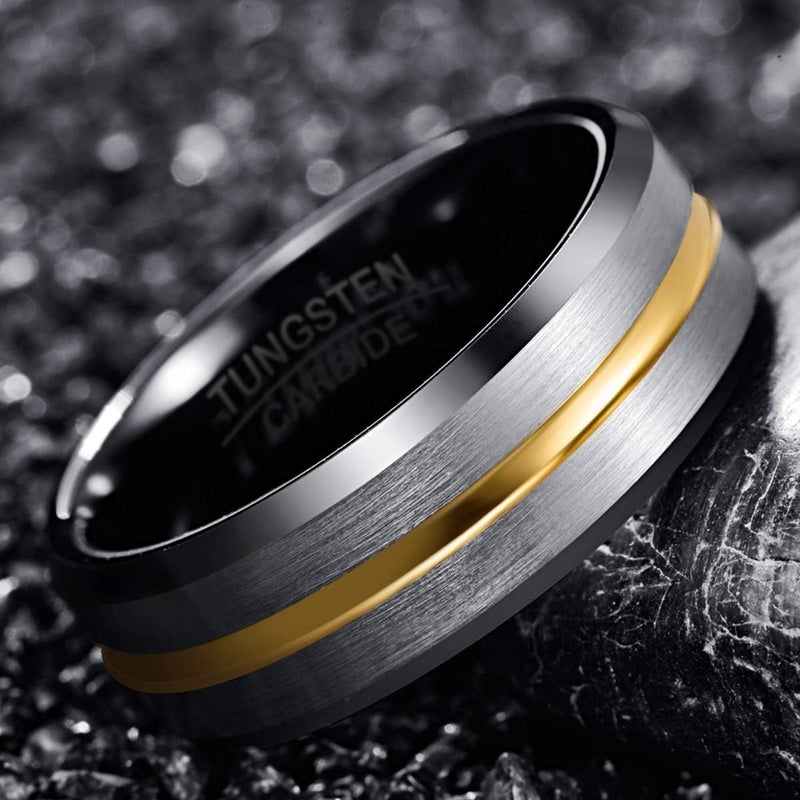 NUNCAD Tungsten Ring for Men Women Wedding Bands 4/6/8/10mm Width Multicolor Available Groove Beveled Edges Engraved I Love You Size 4 to 17 - Image 3