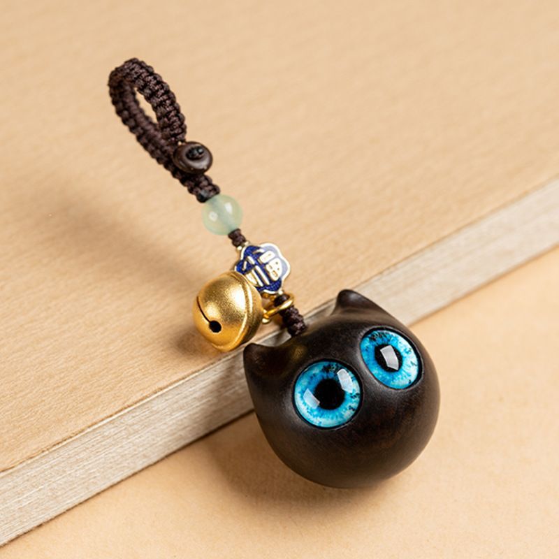 Ebony Cat Mobile Phone Chain Pendant Personalized Creative Purple Sandalwood Keychain Bag Pendant Cute Jewelry - Image 1