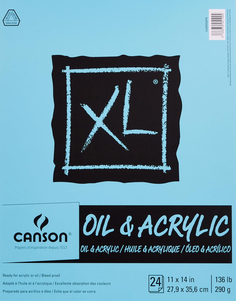 Canson XL Series Oil and Acrylic Paper, Foldover Pad, 11x14 inches, 24 Sheets (136lb/290g) - Artist Paper for Adults and Students - Image 1