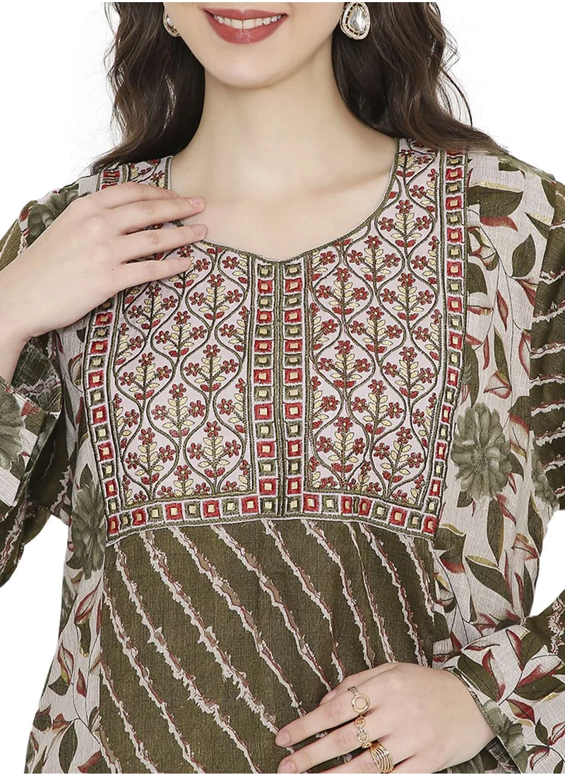 HANA & SARA UNIQUE THREAD EMBROIDERY WITH LONG PRINTED ARABIC KAFTAN JALABIYA DRESS