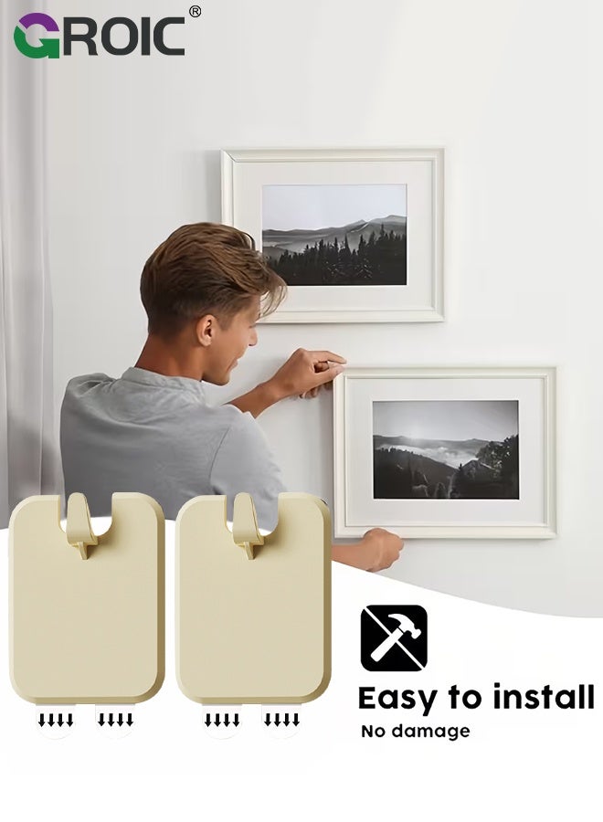 GROIC 10 PCS frame hanger, Wall Picture Hanging Hooks, Plastic Waterproof Adhesive Picture Hanger, No-drill hole-free nail, Frame Hanger Sticky Hooks for Bathroom, Kitchen,and Bedroom, Beige - Image 3