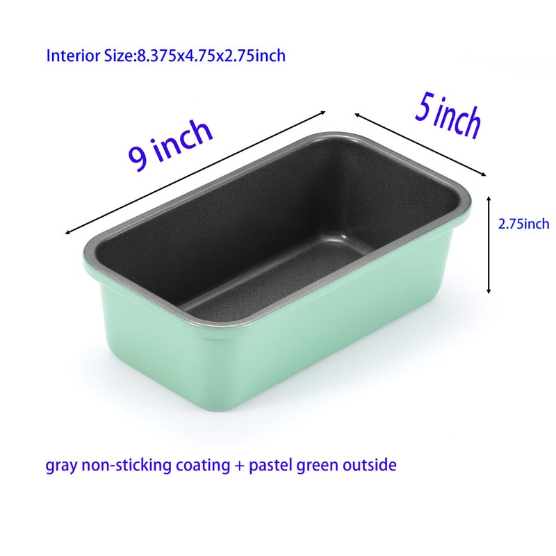 Monfish Bread Loaf Pans for Home Baking, 2pcs Carbon Steel 1lb loaf Tin, Rosemary Green 9x5 inch Non-Stick bread Pan Mold - Image 3