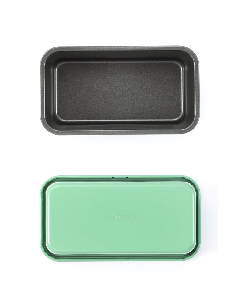 Monfish Bread Loaf Pans for Home Baking, 2pcs Carbon Steel 1lb loaf Tin, Rosemary Green 9x5 inch Non-Stick bread Pan Mold - Image 2