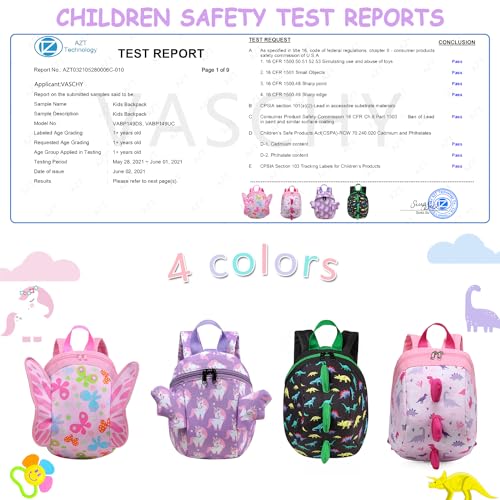 VASCHY Mini Toddler Backpack with Leash Ultra Lightweight Tiny Little Daycare Backpack Girls Unicorn - Image 3