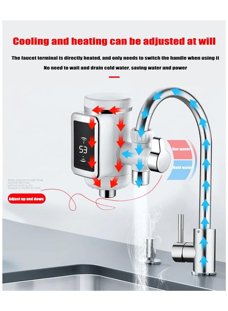 خلاطات صنابير حوض المطبخ من تاليروف، سخان مياه فوري، صنبور تسخين كهربائي، صنبور ماء ساخن كهربائي بدون خزان، مع شاشة رقمية، يمكن الحصول على الماء الساخن بسرعة في 3 ثوانٍ - Image 2