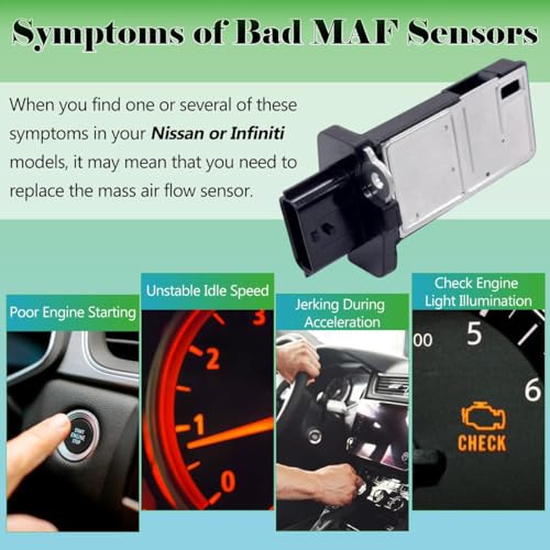 Yukrotor Mass Air Flow Sensor MAF Sensor 22680-CA000 Compatible with 2003-2014 Nissan Altima Frontier Maxima Murano Pathfinder Rogue Sentra Titan Xterra Infiniti Replaces OE# 22680-7S000, 22680-7S00A - Image 5