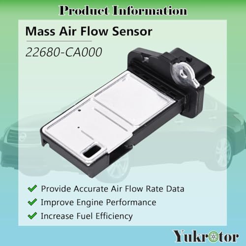 Yukrotor Mass Air Flow Sensor MAF Sensor 22680-CA000 Compatible with 2003-2014 Nissan Altima Frontier Maxima Murano Pathfinder Rogue Sentra Titan Xterra Infiniti Replaces OE# 22680-7S000, 22680-7S00A - Image 2