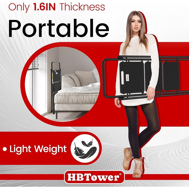HBTower Step Ladder, Folding Step Stool with Wide Anti-Slip Pedal, Sturdy Steel Ladder, Convenient Handrail, Lightweight, Portable Steel Step Stool - Image 5