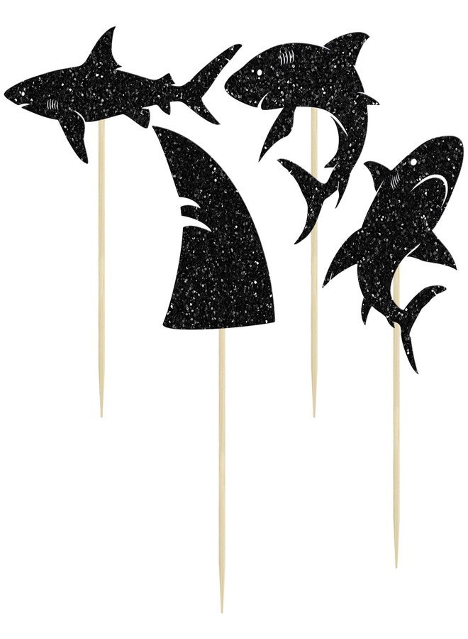 ايفلين مجموعة إيفلين لتزيين الكب كيك على شكل زعانف سمكة قرش، 24 قطعة، لون أزرق لامع، بتصميم زعانف سمكة قرش، مناسبة لحفلات استقبال المولود الجديد وأعياد ميلاد الأطفال، لون أسود. - Image 3
