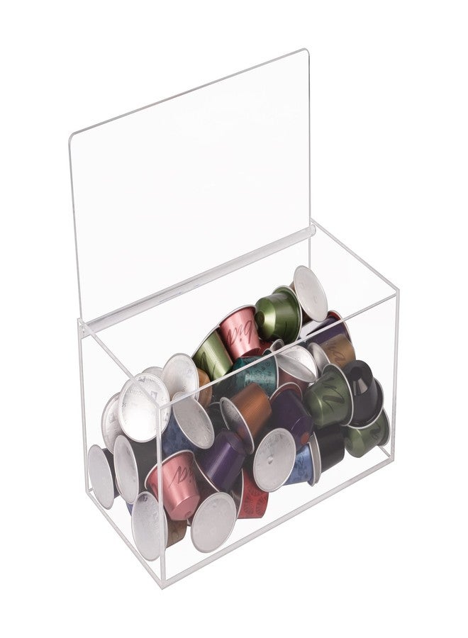 Heyrelda Coffee Pod Holder Acrylic K Cup Holder Organizer for Nespresso Vertuoline Capsules, Tea Bag, Sugar Packets, Coffee Capsule Storage Organizer with Hinge Lid Coffee Bar Accessories, Clear - Image 3