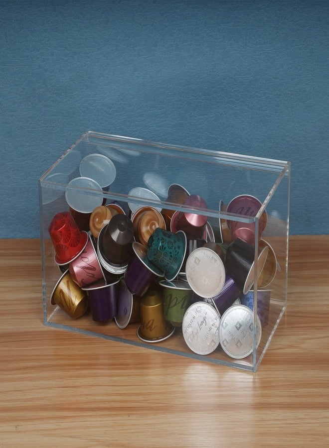 Heyrelda Coffee Pod Holder Acrylic K Cup Holder Organizer for Nespresso Vertuoline Capsules, Tea Bag, Sugar Packets, Coffee Capsule Storage Organizer with Hinge Lid Coffee Bar Accessories, Clear - Image 4