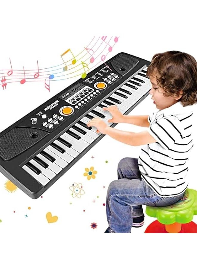 Portable 49-Key Kids Piano Keyboard with Microphone - Electronic Educational Digital Music Toy for Beginners Girls Boys - Great Gift for Learning Music - Image 1