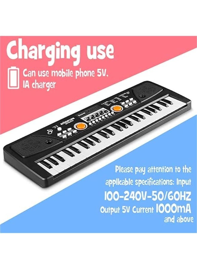 Portable 49-Key Kids Piano Keyboard with Microphone - Electronic Educational Digital Music Toy for Beginners Girls Boys - Great Gift for Learning Music - Image 2