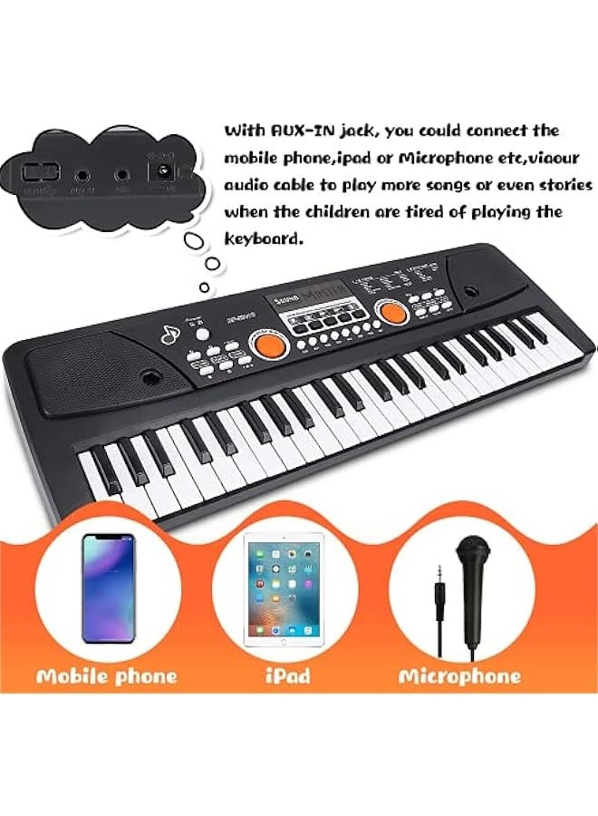 Portable 49-Key Kids Piano Keyboard with Microphone - Electronic Educational Digital Music Toy for Beginners Girls Boys - Great Gift for Learning Music - Image 3