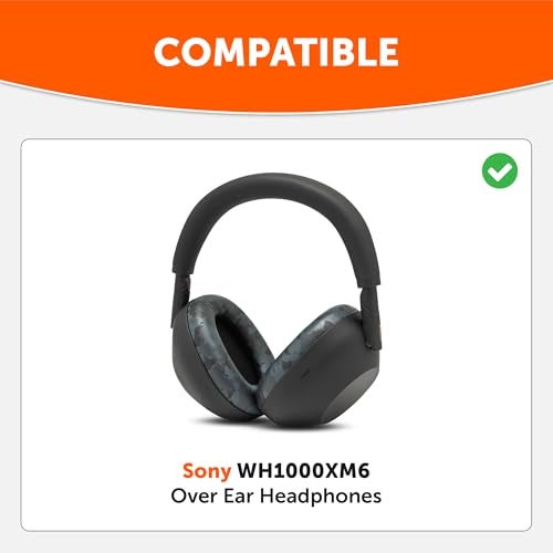 WC PadZ XM6 Premium Replacement Earpads Compatible with Sony WH1000XM6 Headphones by Wicked Cushions Enhanced Comfort Durable PU Leather Sound Isolation Black Camo - Image 3