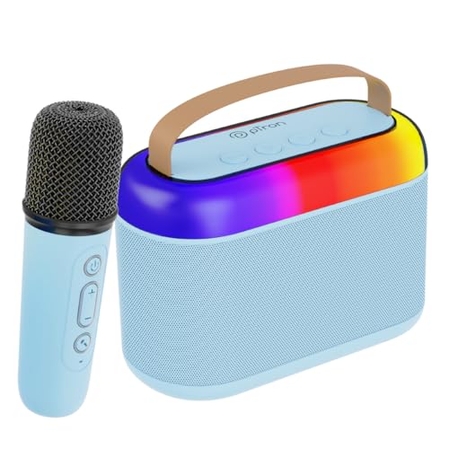 pTron Newly Launched Fusion Joy 20W Bluetooth Speaker with Wireless Karaoke Mic, 6Hrs Playtime, Vivid RGB Lights, Voice Effects, Multi-Play Modes BT5.3/TF Card & Type-C Charging Port (Blue) - Image 1
