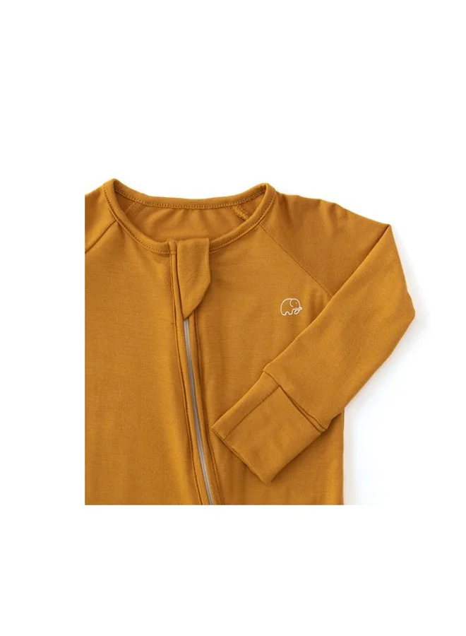 Anvi Baby Anvi Baby Organic Zipper Romper  Mustard 95% Bamboo 5% Spandex 3 to 6 months