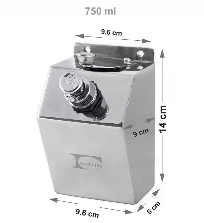 FAST FINE Manual Bathroom Wall Mounted SS 304 Grade Liquid Soap Hand Shampoo Pump Gel Sanitizer Shower Lotion Push Pump DispenserDispenser 750 ml Pack of 1 - Image 3