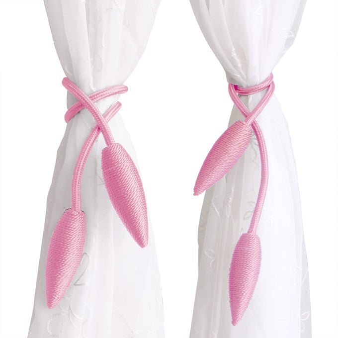 2 PIECES CURTAIN TIEBACKS CLIPS CREATIVE WINDOW DRAPE TWIST TIE BACKS EUROPEAN STYLE CUSTOM MADE CURTAIN HOLDERS DECORATIVE DRAPERIES HOLDBACKS PINK