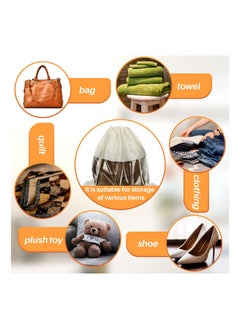 Generic 12 Pcs Dustproof Drawstring Storage Bags with PVC Clear Window, Non-Woven Fabric Pouches for Handbags, Shoes, and Organizers - Beige Dust Covers for Easy Packing and Protection.  - Image 3