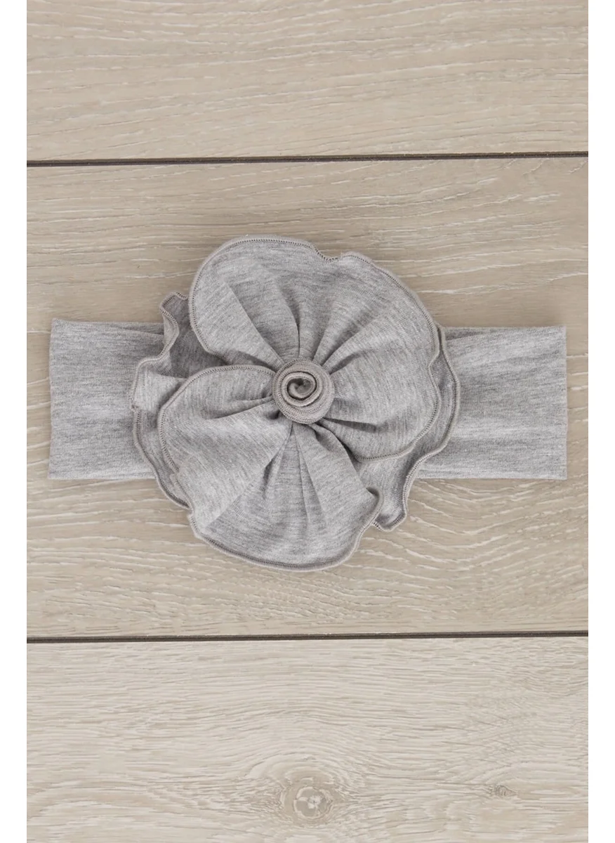 Babygiz Gray Handmade Soft Natural Cotton Combed Cotton Baby Kids Girls Bandana Spring Series with Unique Accessories