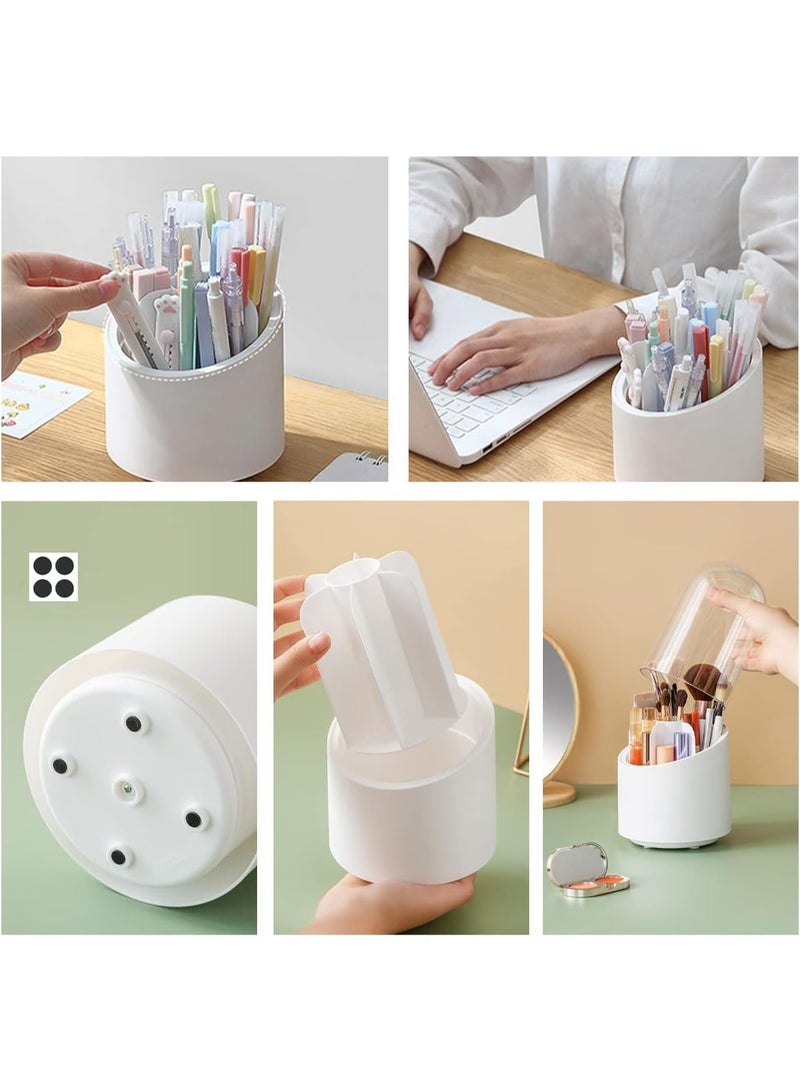 Makeup Brush Holder, 360° Rotating Cosmetic Organiser, Makeup Storage Cosmetic Box with Dustproof Lid, Girl - Image 4