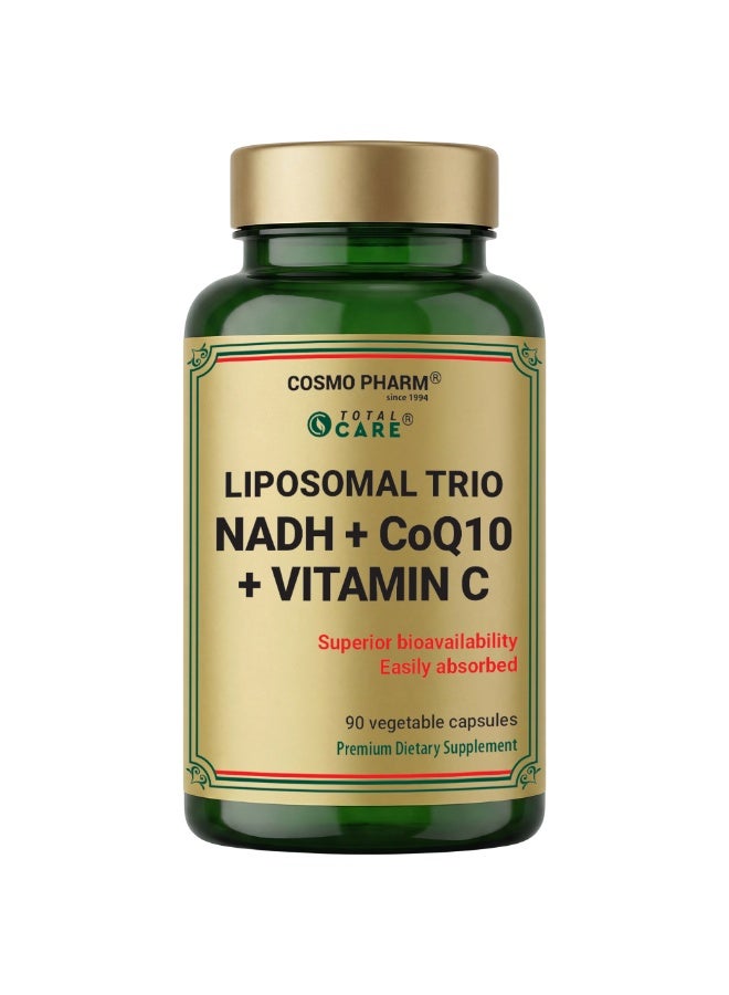 Cosmo Pharm NADH + CoQ10 + Vitamin C Liposomal Trio | Supports Energy & Cellular Protection | 90 Vegetable Capsules - Image 1