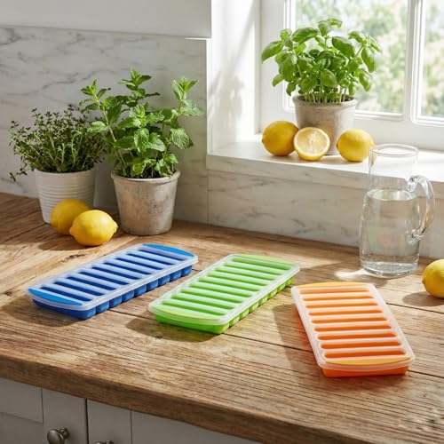 faas Water Bottle Long Stick Ice Cube Trays with Easy Push Pop Out Narrow Ice Stick Cubes Assorted Color Silicone Bottom Ice Stick Tray Pack of 3 - Image 5