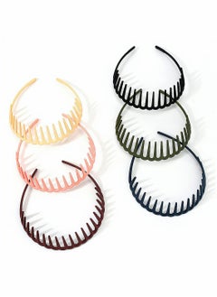 Plastic Tooth Headband 6 Pcs Comfortable Shark Tooth Comb Headband Zigzag Hair Band Wide Teeth Headbands Plastic Hair Hoops Anti-slip Head Hoops Unisex Hair Bands for Women Men