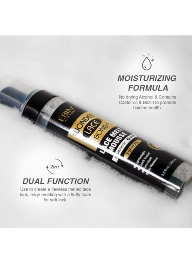 EBIN NEW YORK Wonder Lace Bond Melt Mousse 3.38oz/100ml- Extreme Firm Hold (Supreme) | Biotin + Castor Oil | No Residue, Long Lasting Formula with Protecting Edges, Gives Undetectable and Natural Look - Image 2