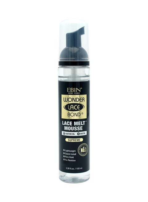 EBIN NEW YORK Wonder Lace Bond Melt Mousse 3.38oz/100ml- Extreme Firm Hold (Supreme) | Biotin + Castor Oil | No Residue, Long Lasting Formula with Protecting Edges, Gives Undetectable and Natural Look