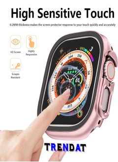 Generic Full Protection Glass Screen Protector Case For Apple Watch Ultra 49mm - Rose Gold  - Image 5