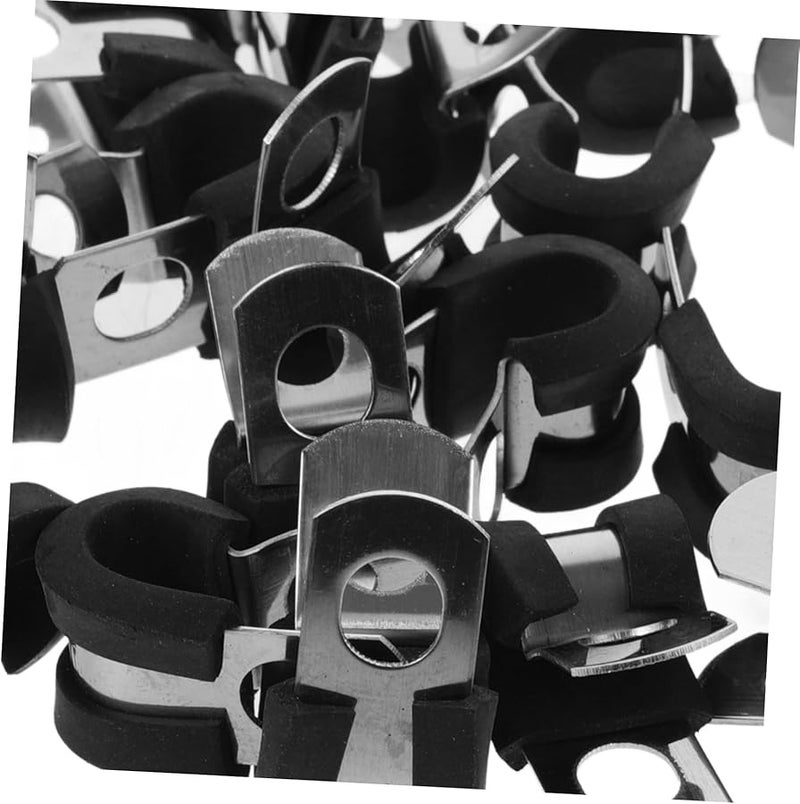 20Pcs Black Rubber Cushioned Heavy Duty Wire Cable Clamps For Electrical Pipes - Image 4