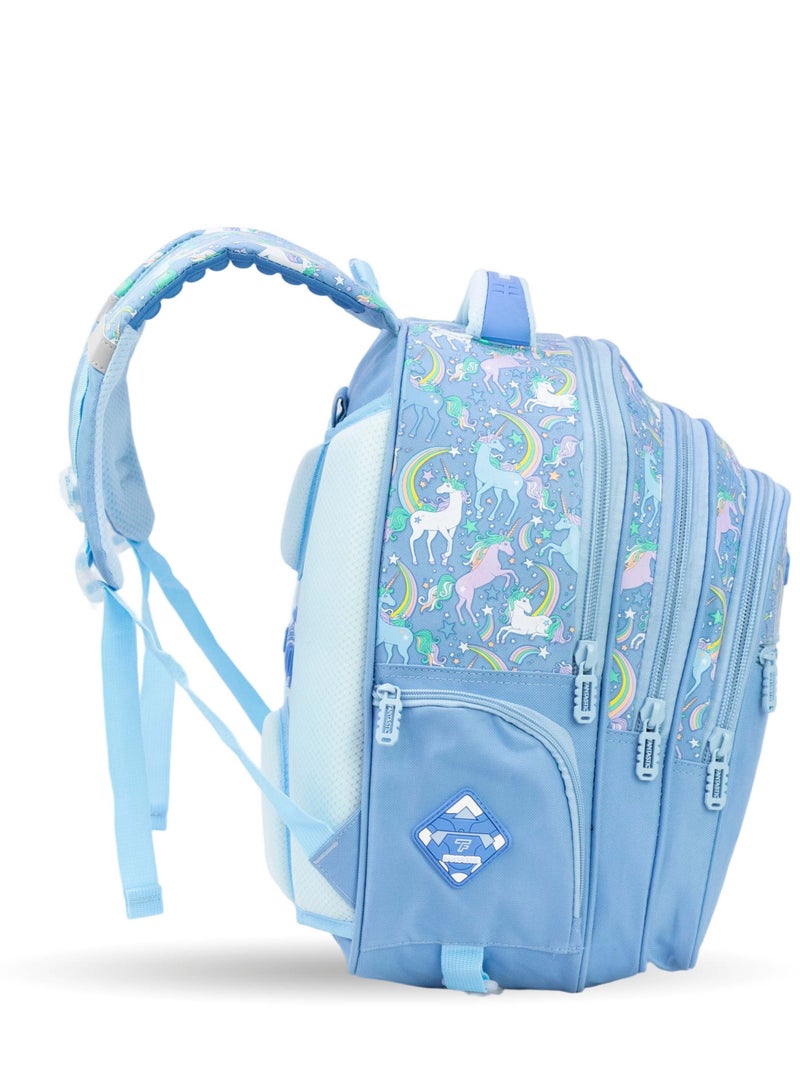 Fantastic QY002 Fantastic School Backpack, Unicorn and Rainbow Design, Light Blue, Multi-Pockets - Image 3