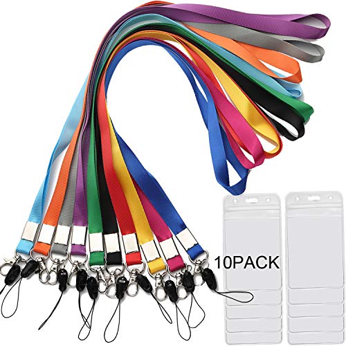 YOUOWO 5 Pack Circle Lanyards with Vertical ID Badge Holder Adjustable Neck Coloured Lanyard,for Women Keys Cruise Office - Image 2