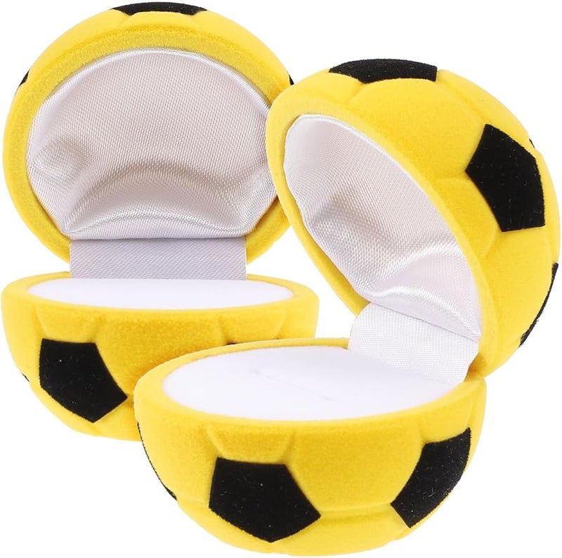 2Pcs Black Flocking Football Ring Box Jewelry Organizer for Men Boys - Image 1